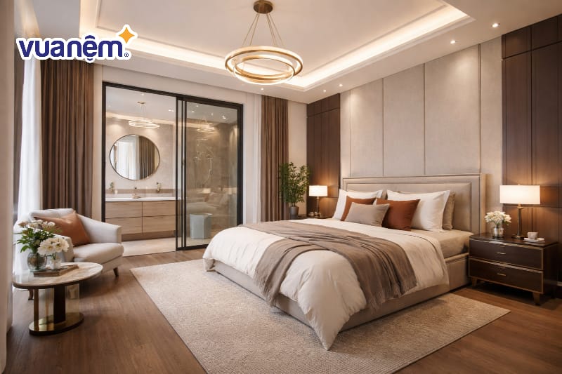 Phòng ngủ master 20m2 có nhà vệ sinh khép kín