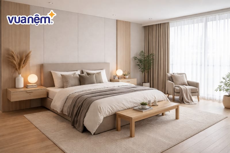 Phòng ngủ master 20m2 phong cách Tối giản