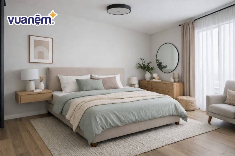 Phòng ngủ master 20m2 phong cách Tối giản