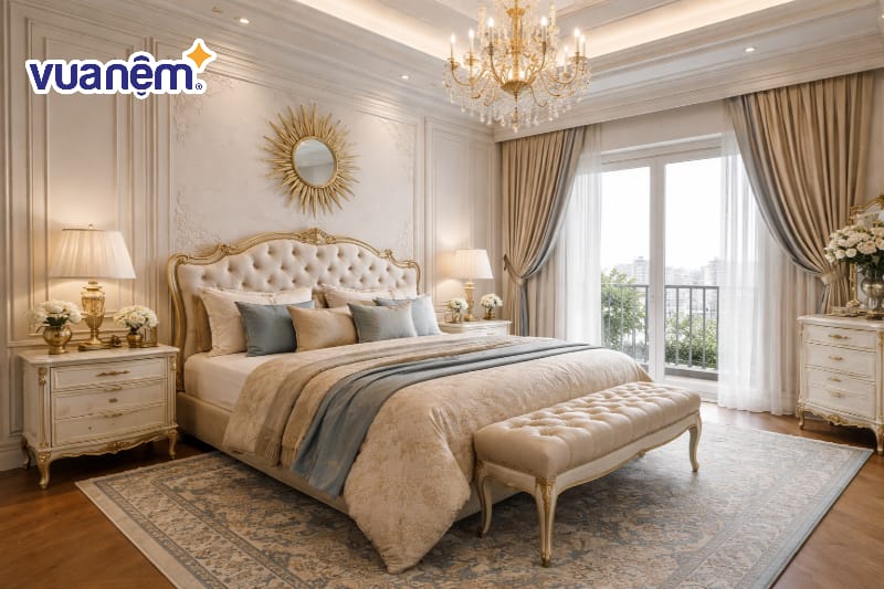  Phòng ngủ master 20m2 thiết kế Tân cổ điển