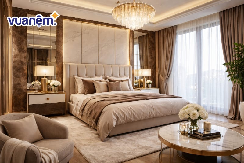 Phòng ngủ master 20m2 thiết kế Luxury