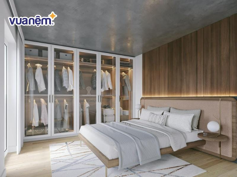 Phòng ngủ master 25m2 có phòng thay đồ