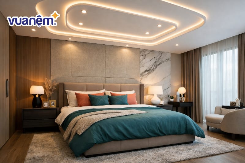  Thiết kế hiện đại kết hợp hệ thống đèn âm trần nghệ thuật