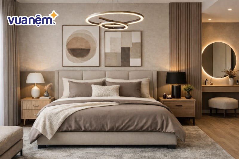 Phòng ngủ master hiện đại tone màu trung tính