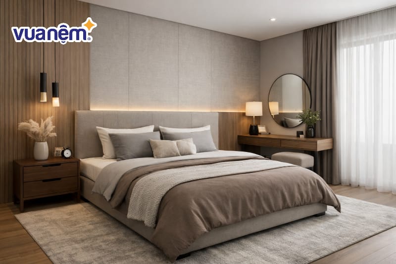 Phòng ngủ master hiện đại tone màu trung tính