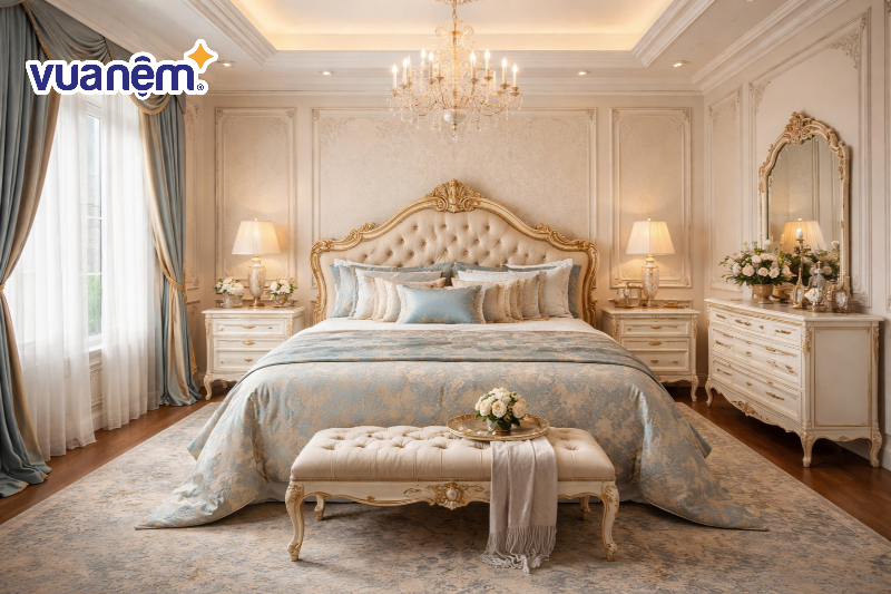 Phòng ngủ master đậm chất Pháp lãng mạn