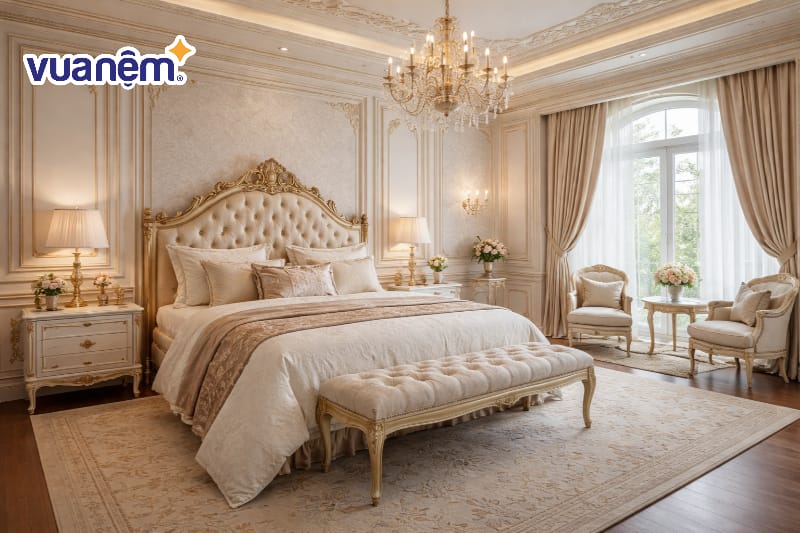 Phòng ngủ master đậm chất Pháp lãng mạn