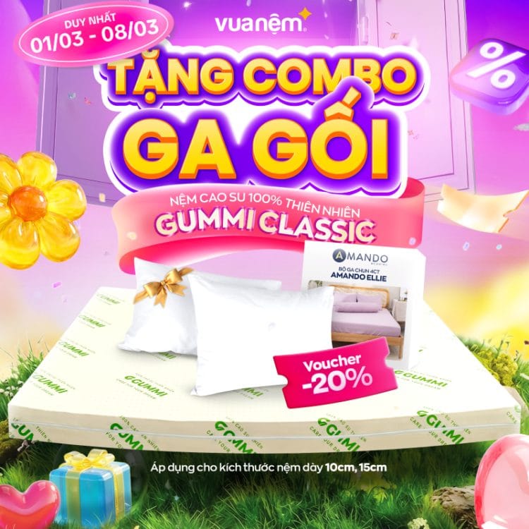 Nệm cao su 100% thiên nhiên Gummi Classic