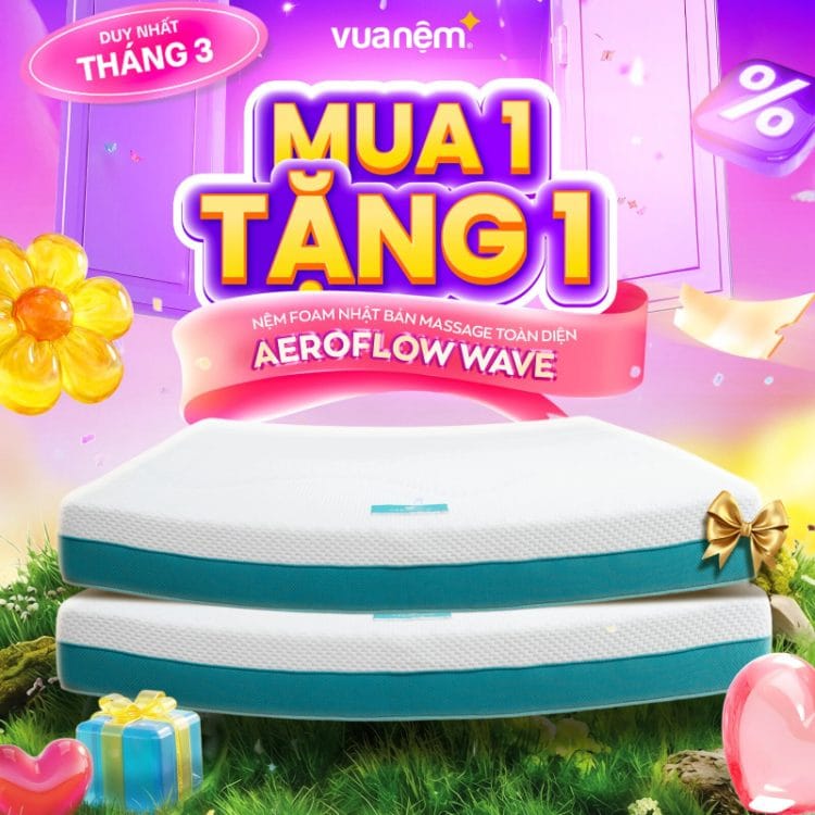 Nệm foam Nhật Bản Aeroflow Wave Massage toàn diện