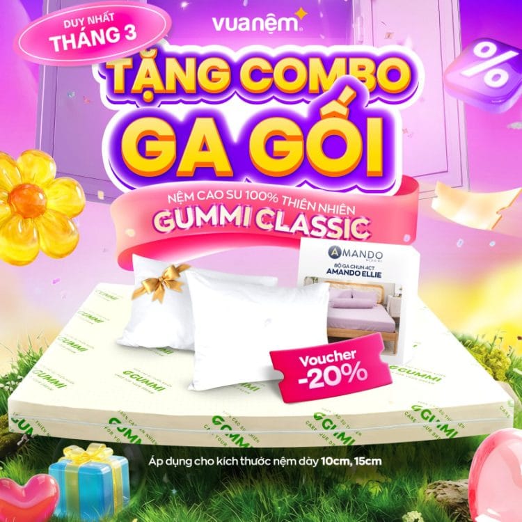 Nệm cao su 100% thiên nhiên Gummi Classic