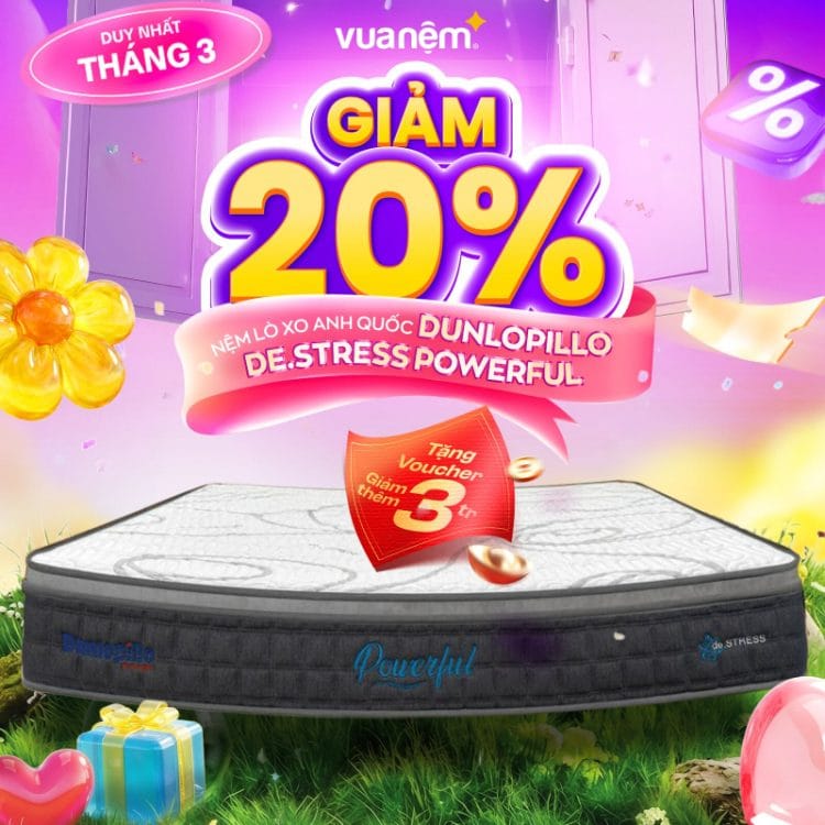 Nệm lò xo Anh Quốc Dunlopillo de.Stress Powerful