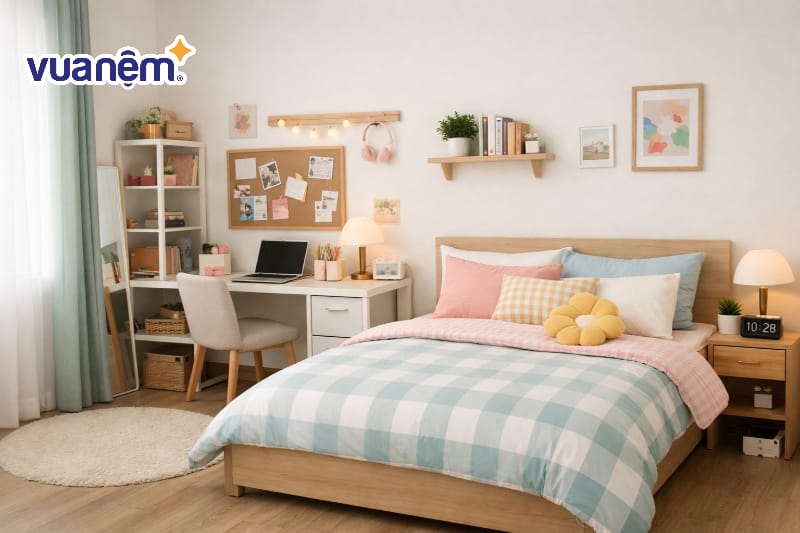 Phối màu pastel ngọt ngào cho phòng nhỏ