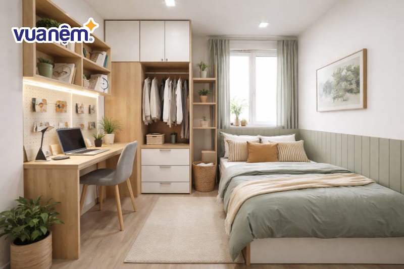 Bố trí giường ngủ chéo góc