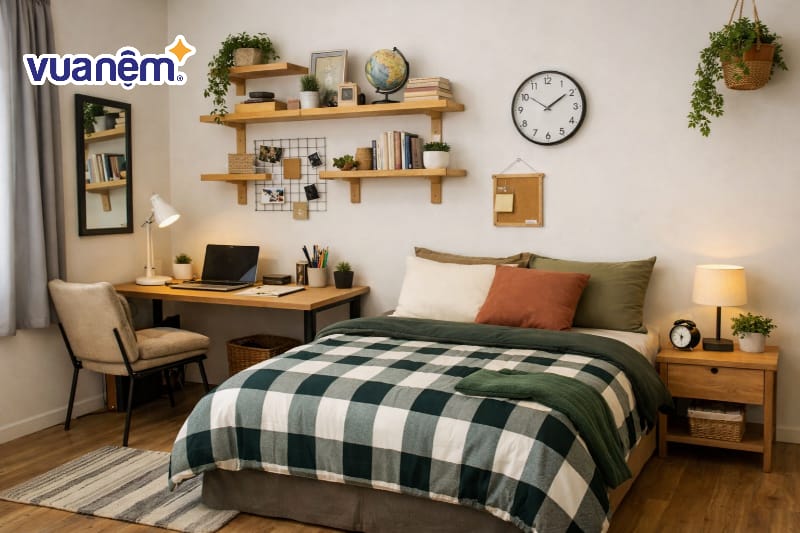 Lắp đặt kệ gỗ treo tường thay cho tủ kệ cồng kềnh