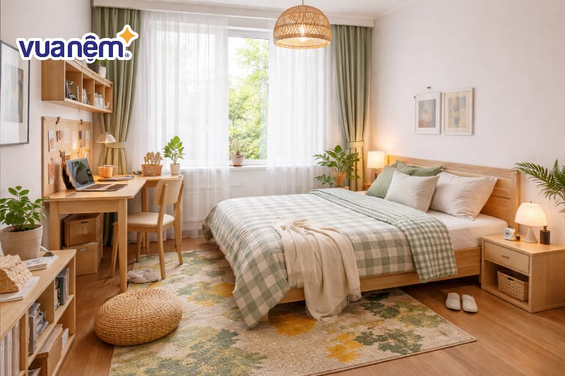 Tạo điểm nhấn với thảm trải sàn và rèm cửa voan