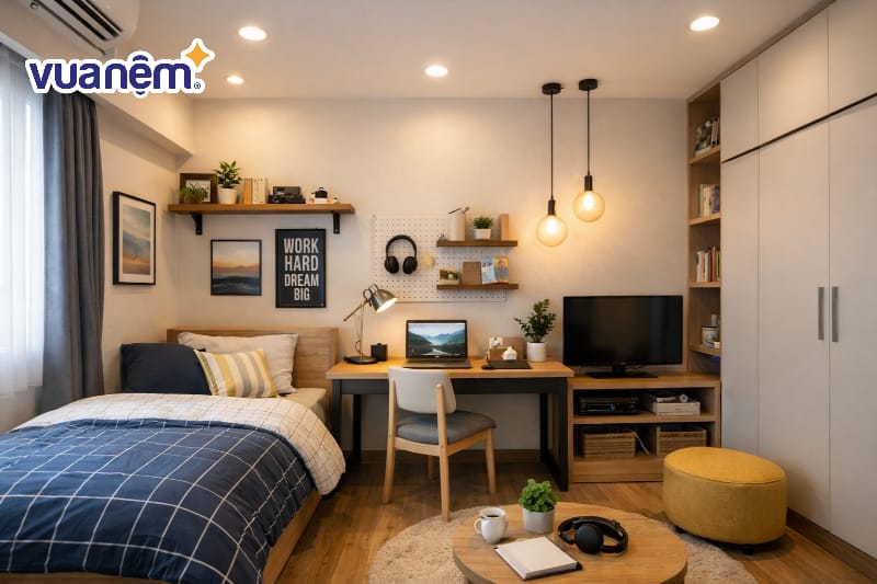 Sử dụng đèn LED âm trần và đèn thả trang trí