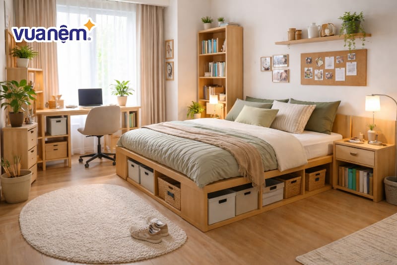 Tận dụng hộc lưu trữ dưới gầm giường