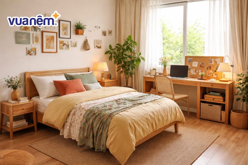 Decor phòng ngủ 16m2 phong cách Vintage