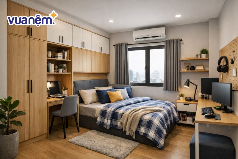 Thiết kế hệ tủ quần áo kịch trần nhằm tận dụng chiều cao