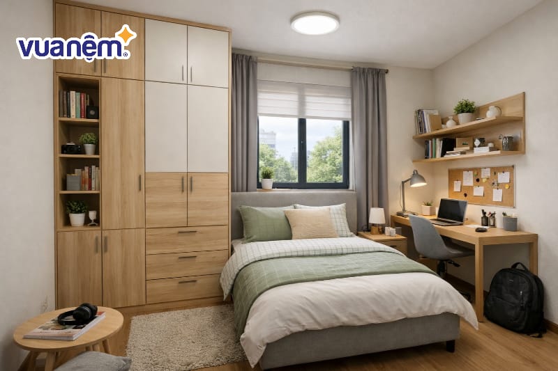 Thiết kế hệ tủ quần áo kịch trần nhằm tận dụng chiều cao