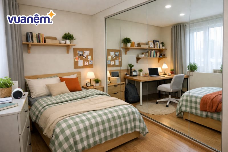 Trang trí bằng gương lớn để đánh lừa thị giác