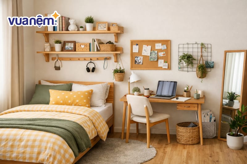 Lắp đặt kệ gỗ treo tường thay cho tủ kệ cồng kềnh