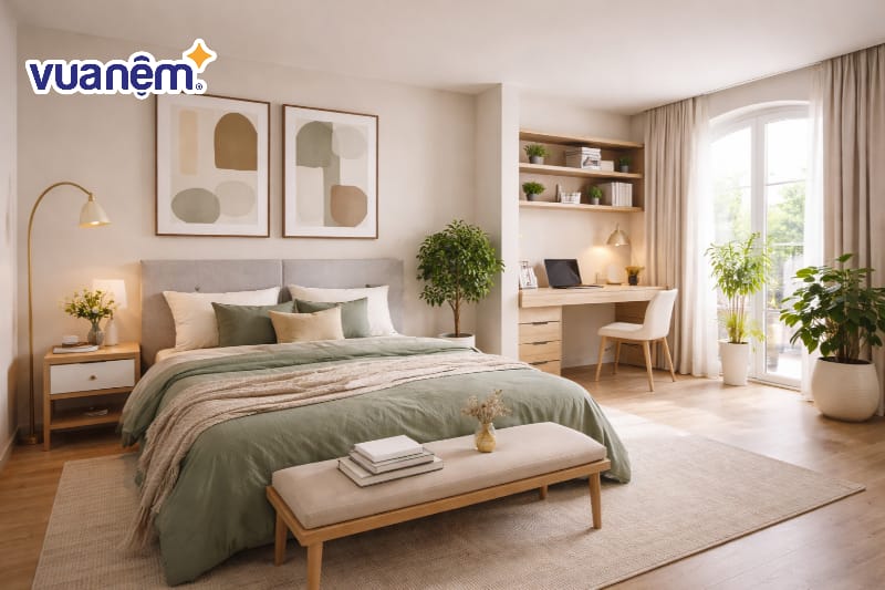 Thiết kế phòng ngủ có khu vực làm việc tách biệt