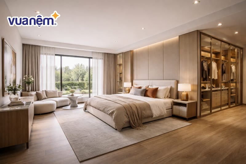 Mẫu decor không gian mở tích hợp phòng thay đồ