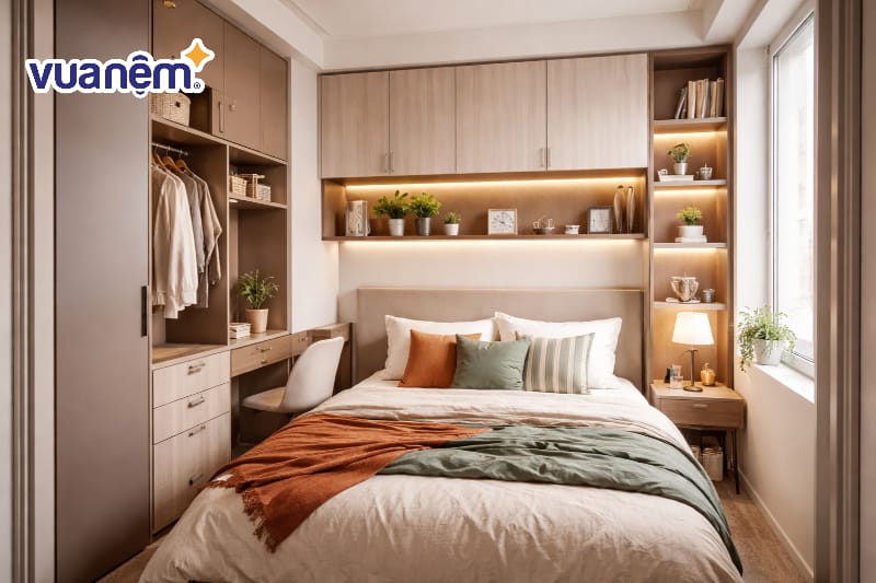 Sử dụng nội thất đa năng "ẩn tường" cho phòng ngủ 4m2
