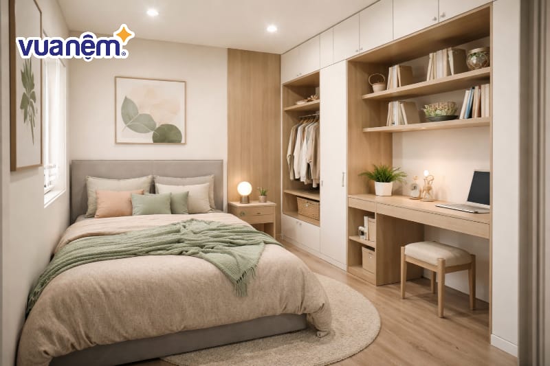 Sử dụng nội thất đa năng "ẩn tường" cho phòng ngủ 4m2