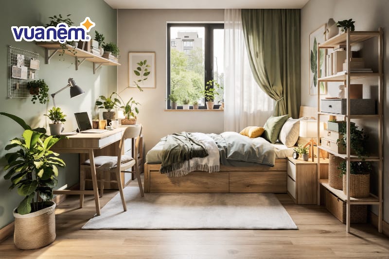 Decor phòng ngủ 4m2 với không gian xanh