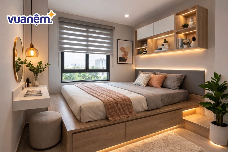 Thiết kế giường bục cho phòng ngủ nhỏ