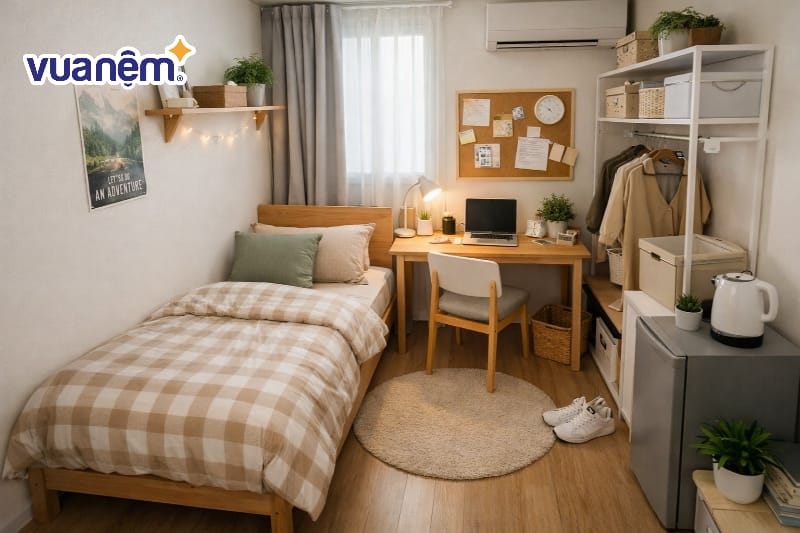 Decor phòng ngủ 6m2 phong cách tối giản