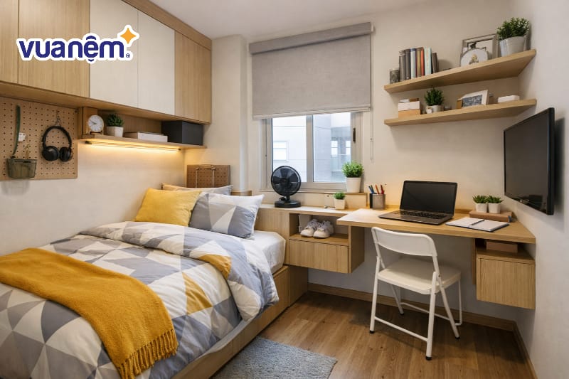 Tối ưu không gian bằng nội thất gắn tường 