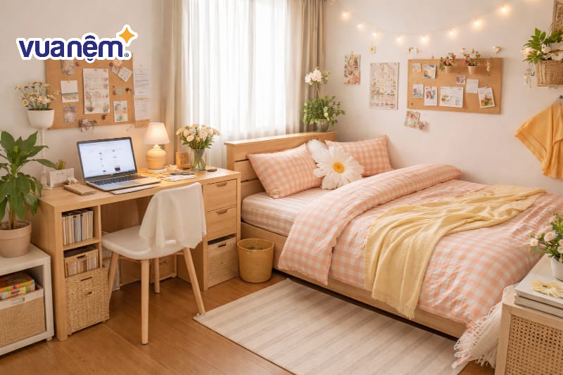 Mẫu decor phòng ngủ 6m2 phong cách Hàn Quốc