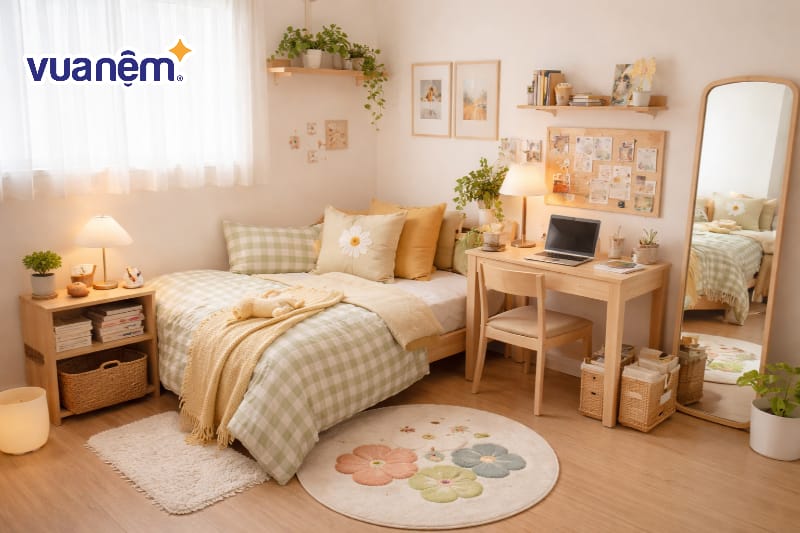Mẫu decor phòng ngủ 6m2 phong cách Hàn Quốc