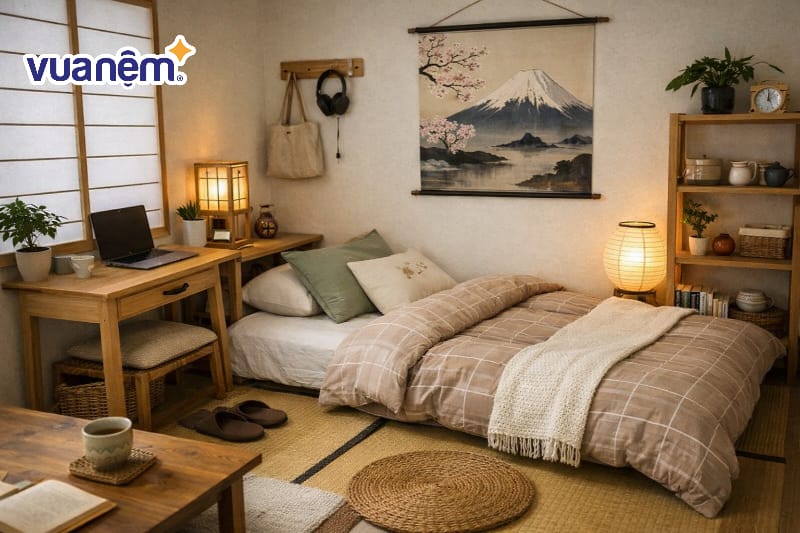 Thiết kế phòng ngủ nhỏ 6m2 theo phong cách Nhật Bản