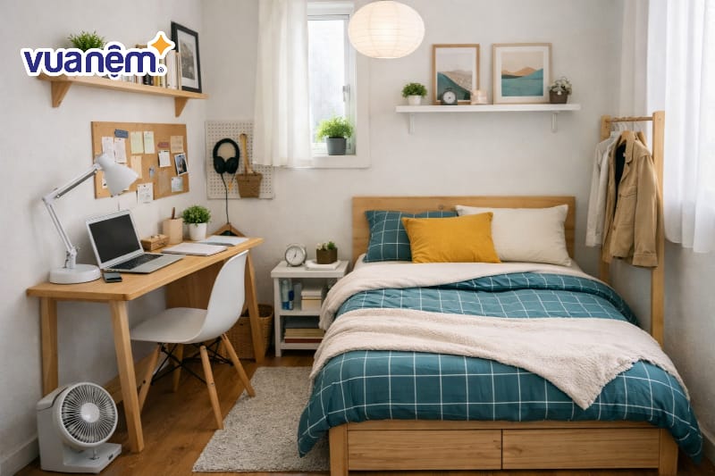 Decor phòng ngủ 6m2 phong cách tối giản