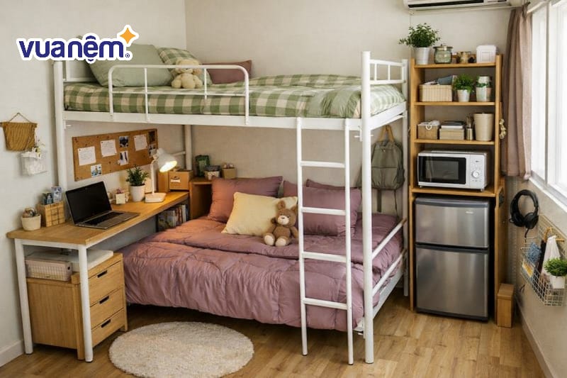 Thiết kế phòng ngủ 6m2 với giường tầng thông minh