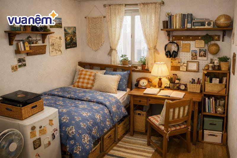 Decor phòng ngủ phong cách Vintage nhẹ nhàng