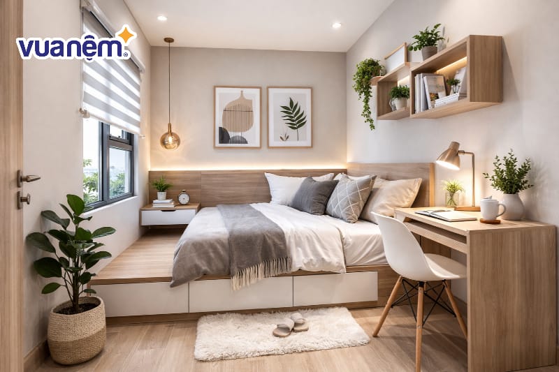 Decor phòng ngủ 3m2 tối giản