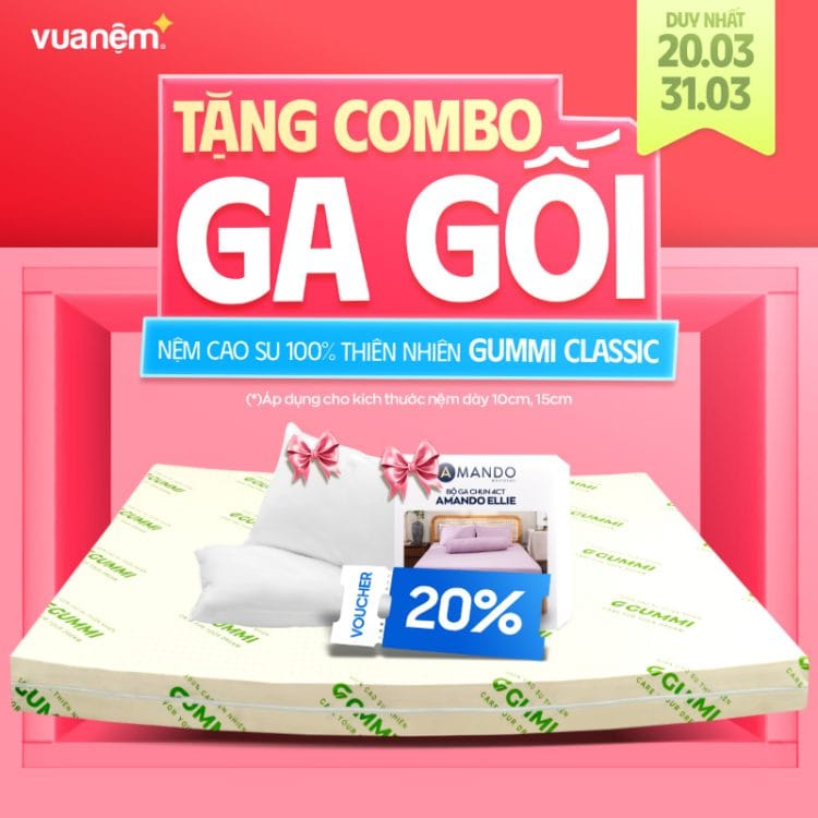 Nệm cao su 100% thiên nhiên Gummi Classic