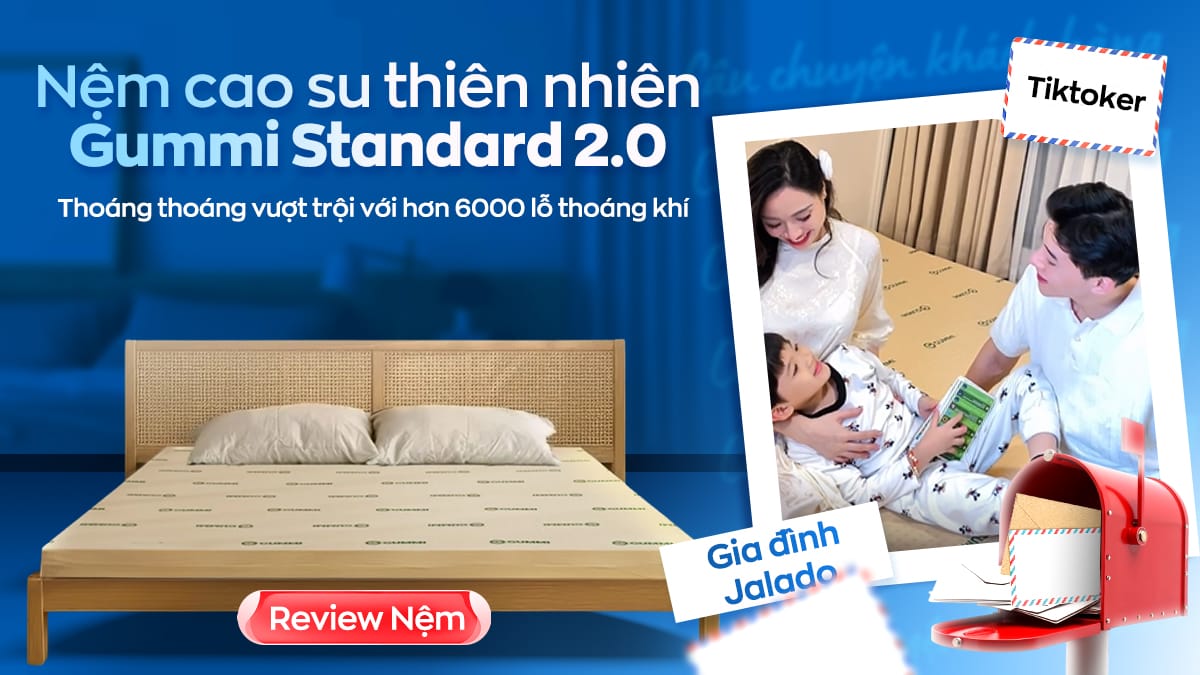 Tiktoker Gia đình Jalado chia sẻ trải nghiệm nằm nệm Gummi Standard 2.0