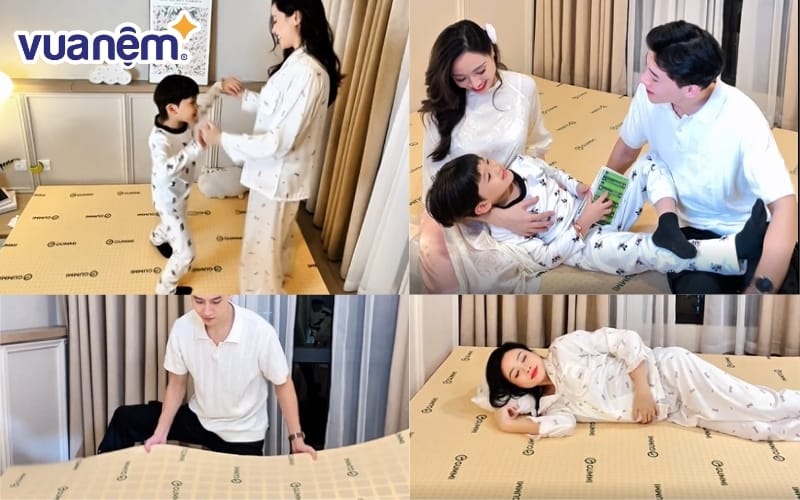 Tiktoker Gia đình Jalado chia sẻ trải nghiệm nằm nệm Gummi Standard 2.0 