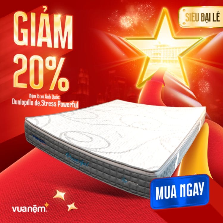 Nệm lò xo Anh Quốc Dunlopillo de.Stress Powerful