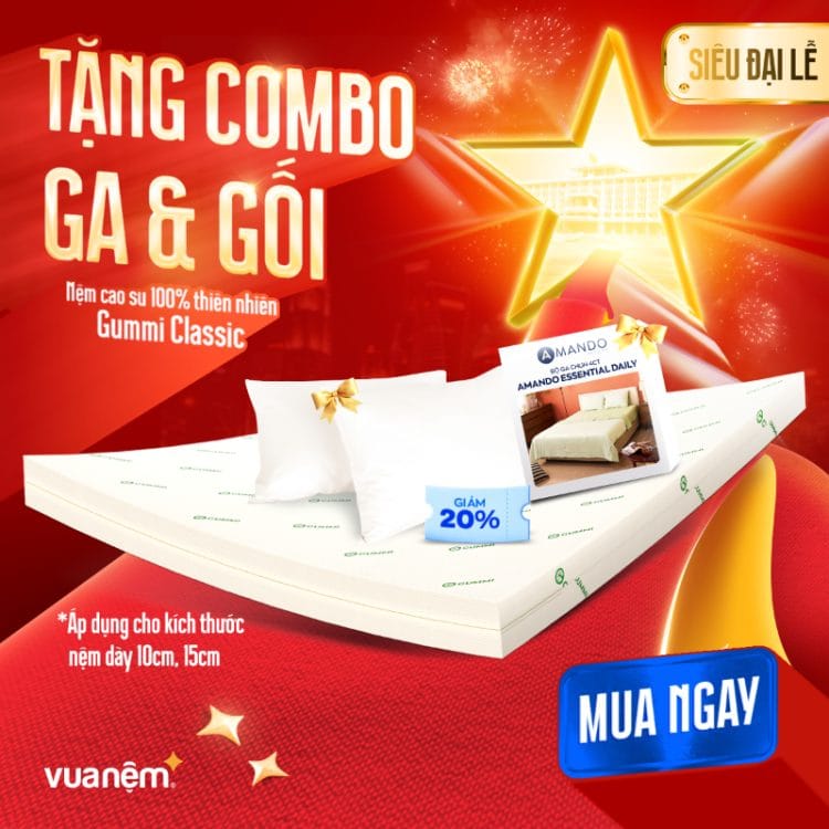 Nệm cao su 100% thiên nhiên Gummi Classic