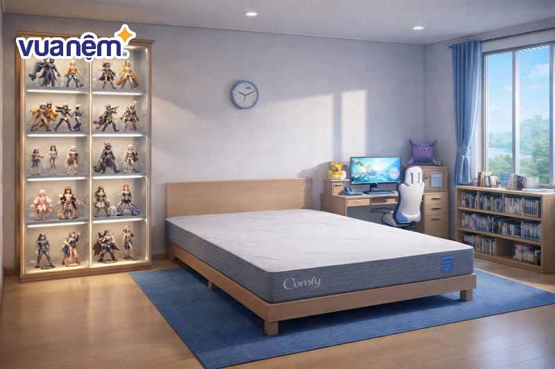 Decor bằng mô hình (Figure) trong tủ kính đèn LED