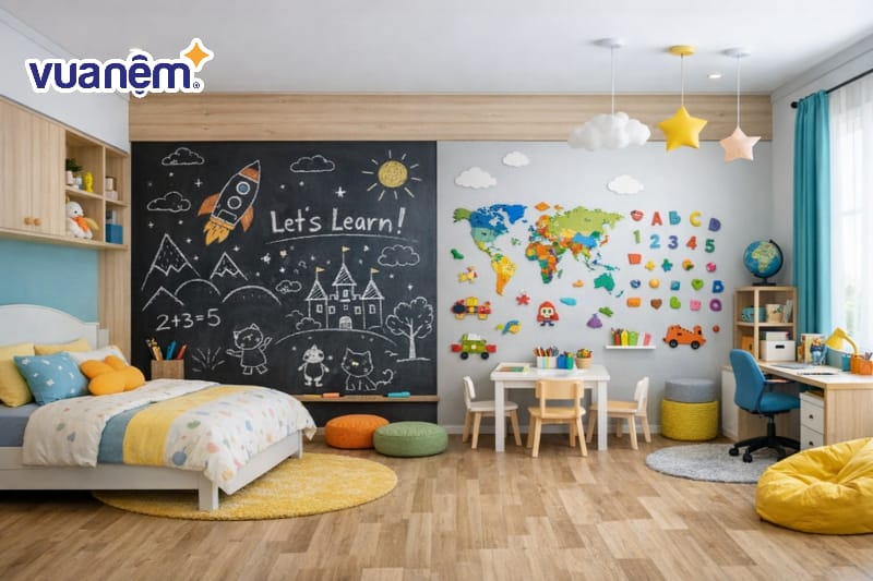 Tạo không gian tương tác bằng tường bảng đen hoặc bảng nam châm