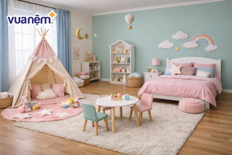 Sử dụng lều vải làm điểm nhấn cho khu vực vui chơi