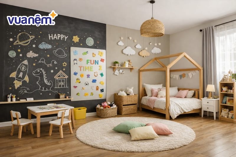 Tạo không gian tương tác bằng tường bảng đen hoặc bảng nam châm